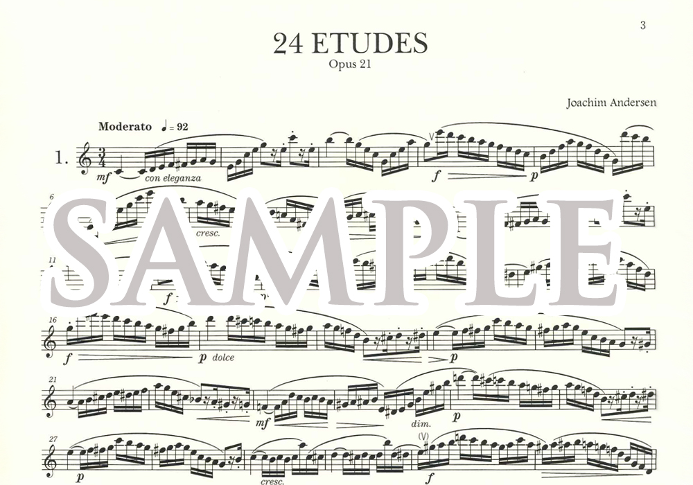 フルート教本　アンデルセン： 24のエチュード Op.21 ISE(全音楽譜出版)